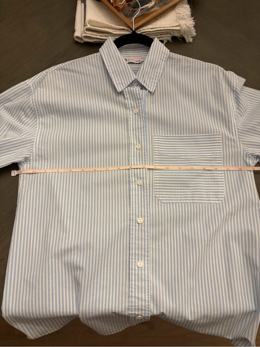 Sonoma Light Blue and White Pinstripe Button-Down Shirt - Picture 2 of 3